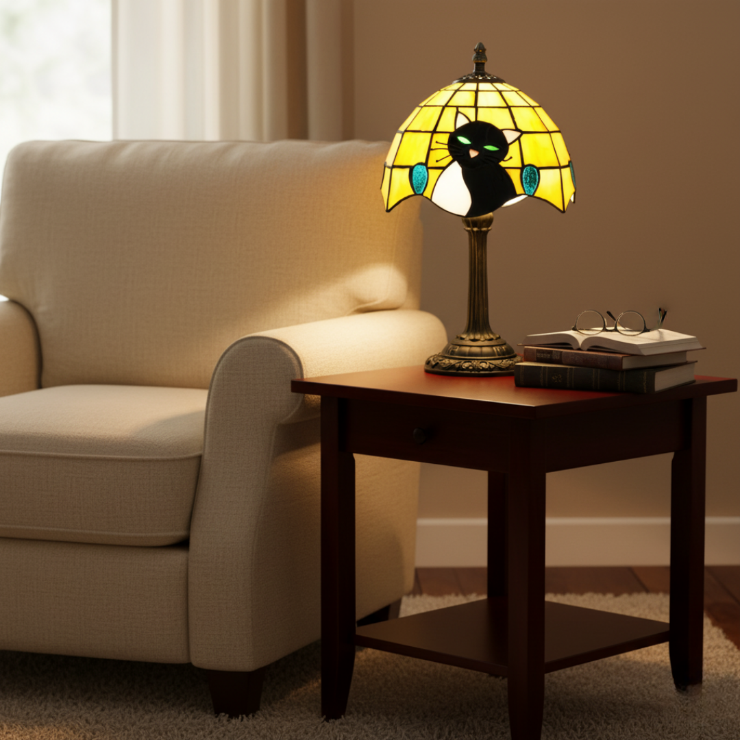 Royal Baroque Black Cat Table Lamp