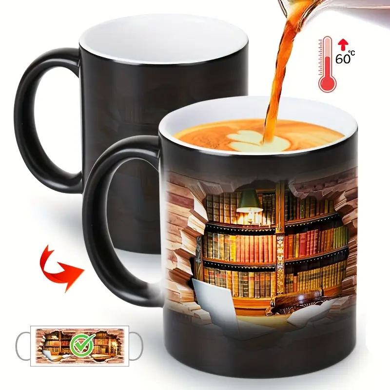 Charming Ceramic Mug with Thermal Effect for Book Lovers